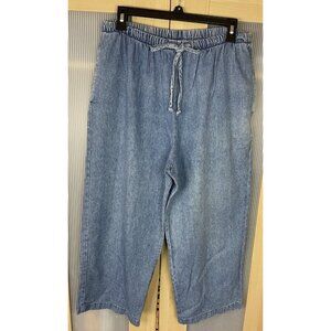 Coldwater Creek Women’s  Crop Pants Size M Denim Blue Wide Leg Breathable Casual